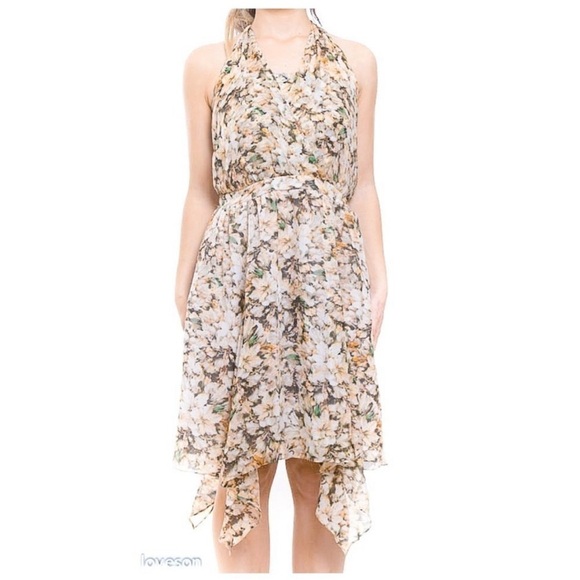 LEIFSDOTTIR Asymmetrical hem floral halter dress size 6. - Picture 2 of 11